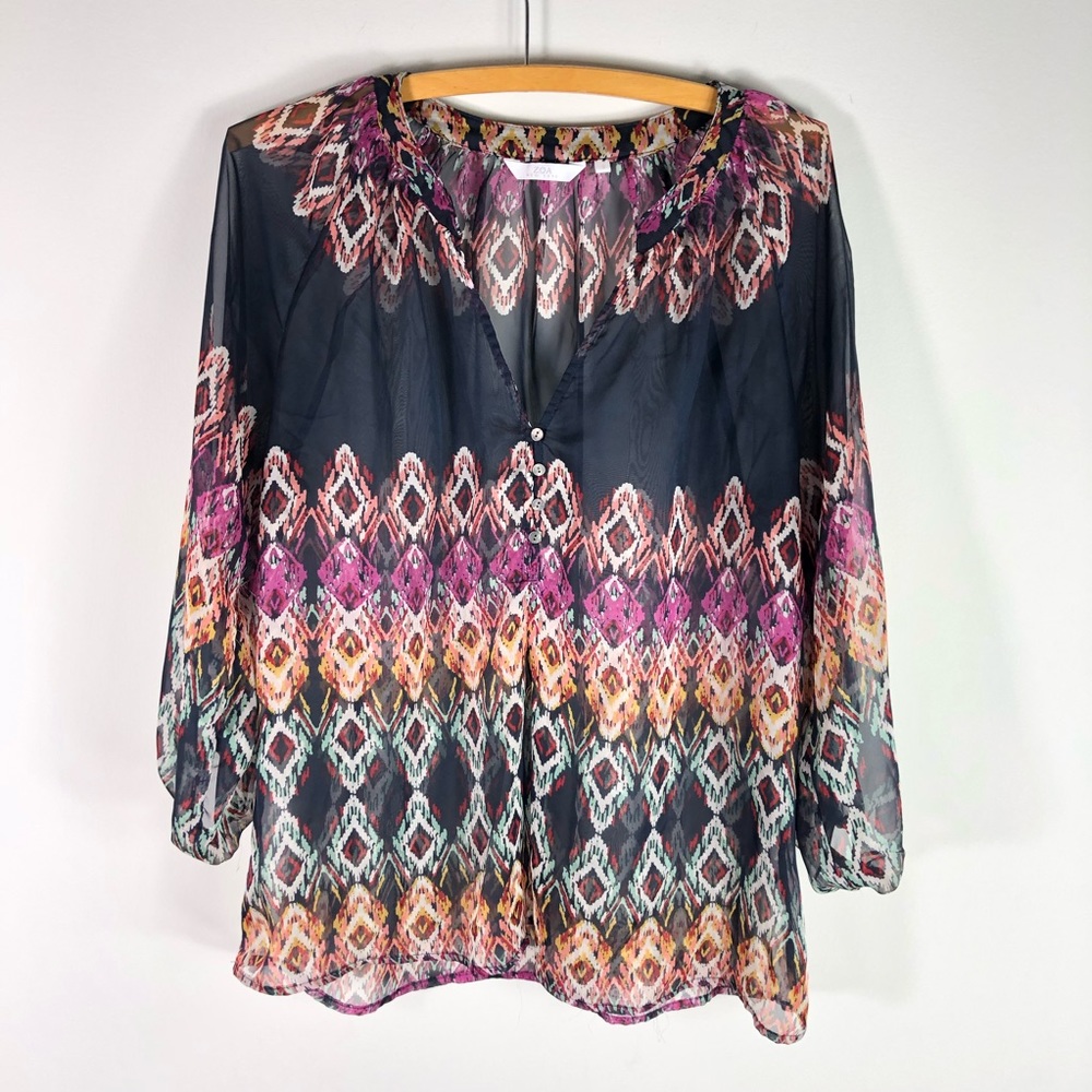 ZOA New York Sheer Pattern Blouse Small 274